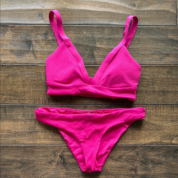 LSpace Pink Ribbed Bikini Set - Picture 1 of 3